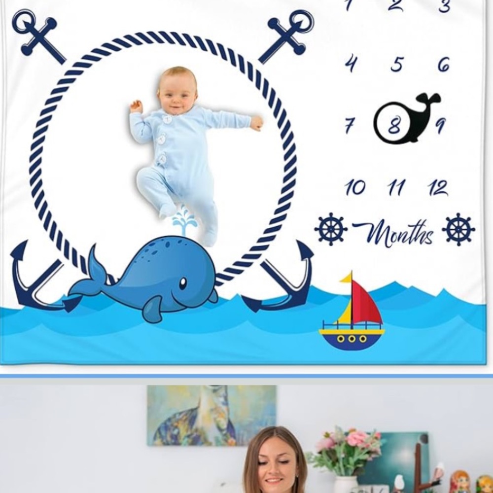 New baby milestone blanket nautical theme